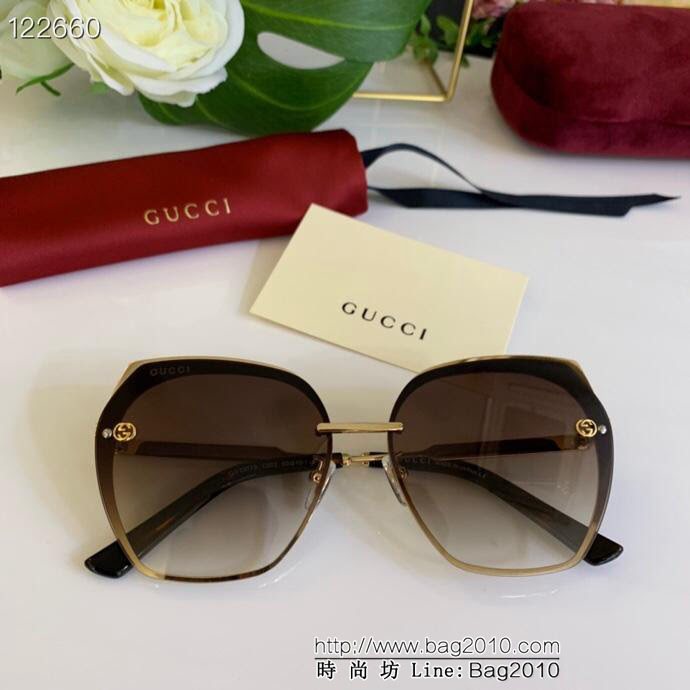 GUCCI古馳 GG0377S 開放式設計 雙Glogo 女款太陽鏡  lly1231